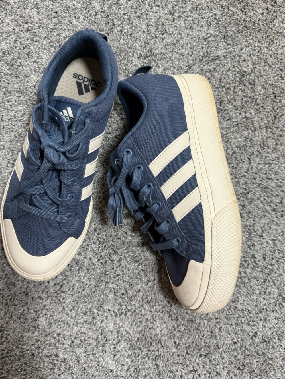 adidas Navy Blue and Cream Platform Sneakers - Picture 6 of 6